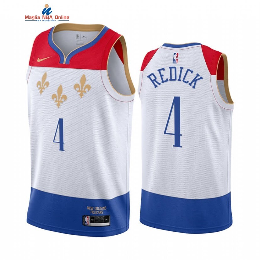 Maglia NBA Nike New Orleans Pelicans #4 J.J. Redick Bianco Città 2020-21 Acquista