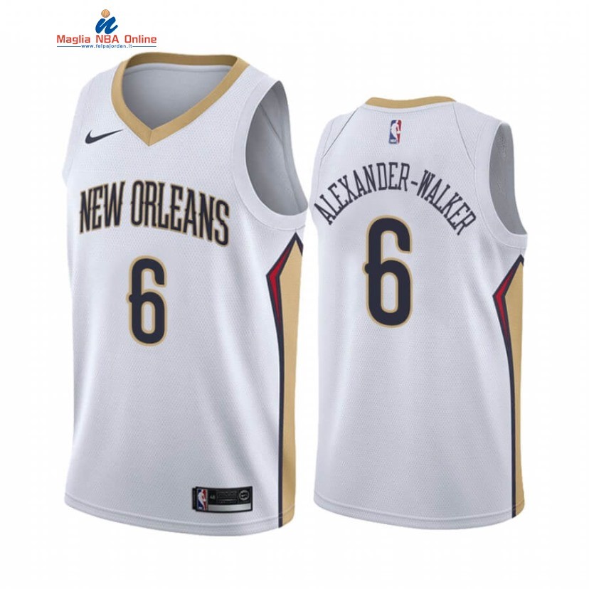Maglia NBA Nike New Orleans Pelicans #6 Nickeil Alexander Walker Bianco Association 2020-21 Acquista