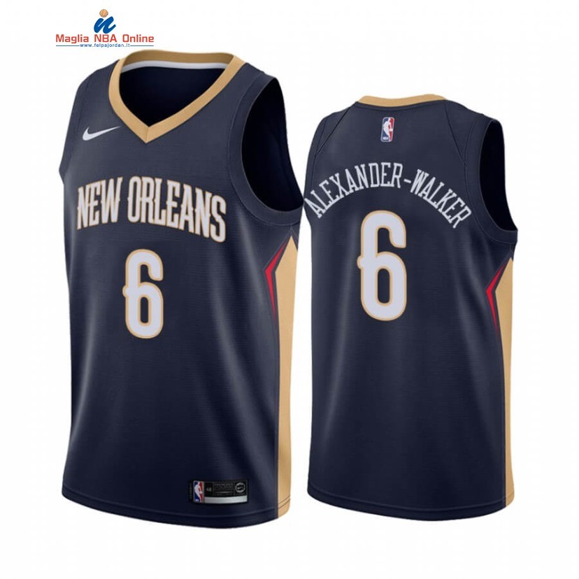 Maglia NBA Nike New Orleans Pelicans #6 Nickeil Alexander Walker Marino Icon 2020-21 Acquista