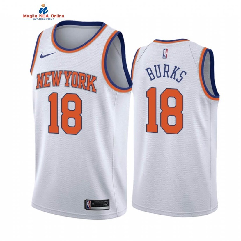 Maglia NBA Nike New York Knicks #18 Alec Burks Bianco Association 2020-21 Acquista