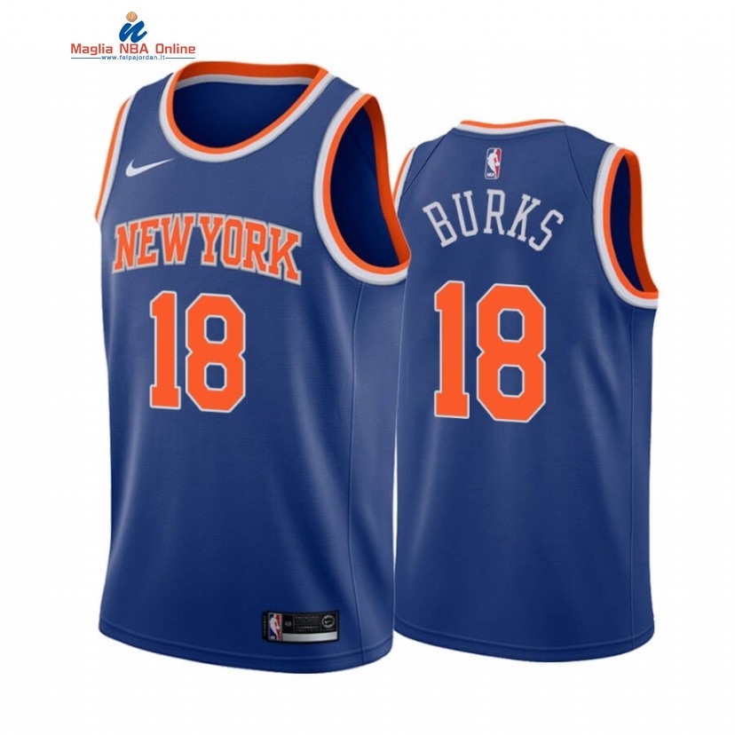 Maglia NBA Nike New York Knicks #18 Alec Burks Blu Icon 2020-21 Acquista