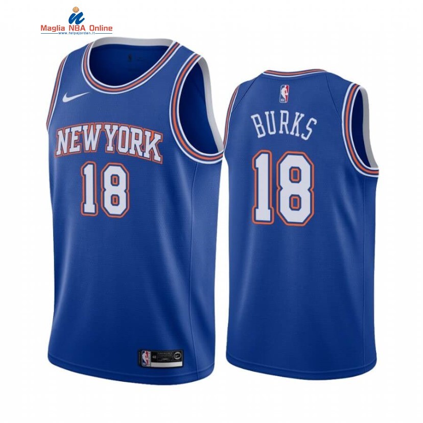 Maglia NBA Nike New York Knicks #18 Alec Burks Blu Statement 2020-21 Acquista