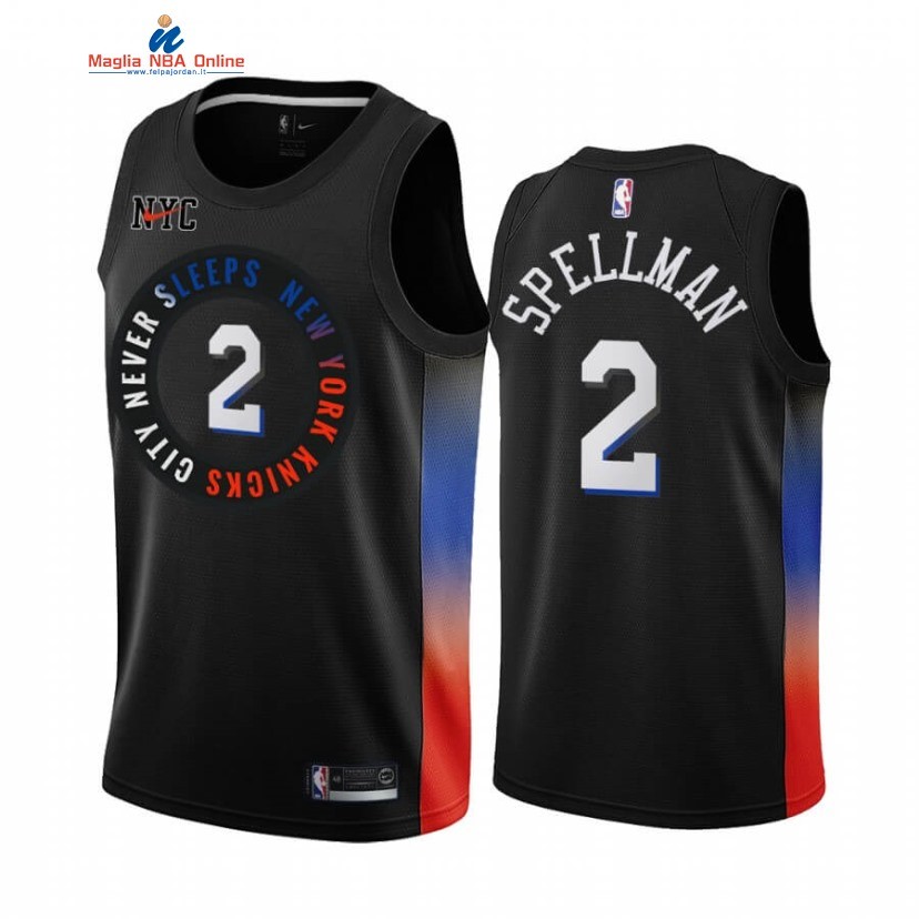 Maglia NBA Nike New York Knicks #2 Omari Spellman Nero Città 2020-21 Acquista