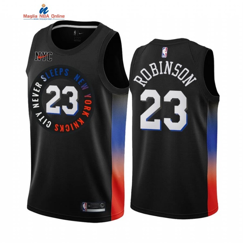 Maglia NBA Nike New York Knicks #23 Mitchell Robinson Nero Città 2020-21 Acquista