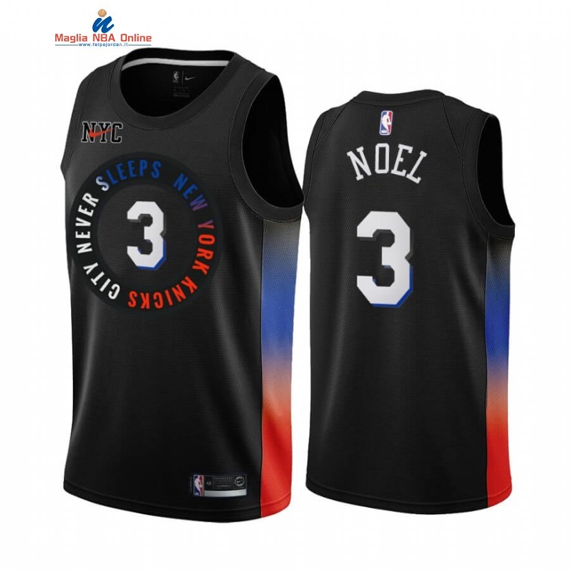 Maglia NBA Nike New York Knicks #3 Nerlens Noel Nero Città 2020-21 Acquista