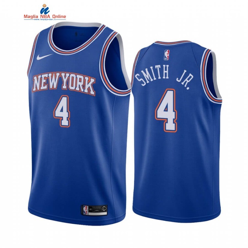 Maglia NBA Nike New York Knicks #4 Dennis Smith Jr. Blu Statement 2020-21 Acquista