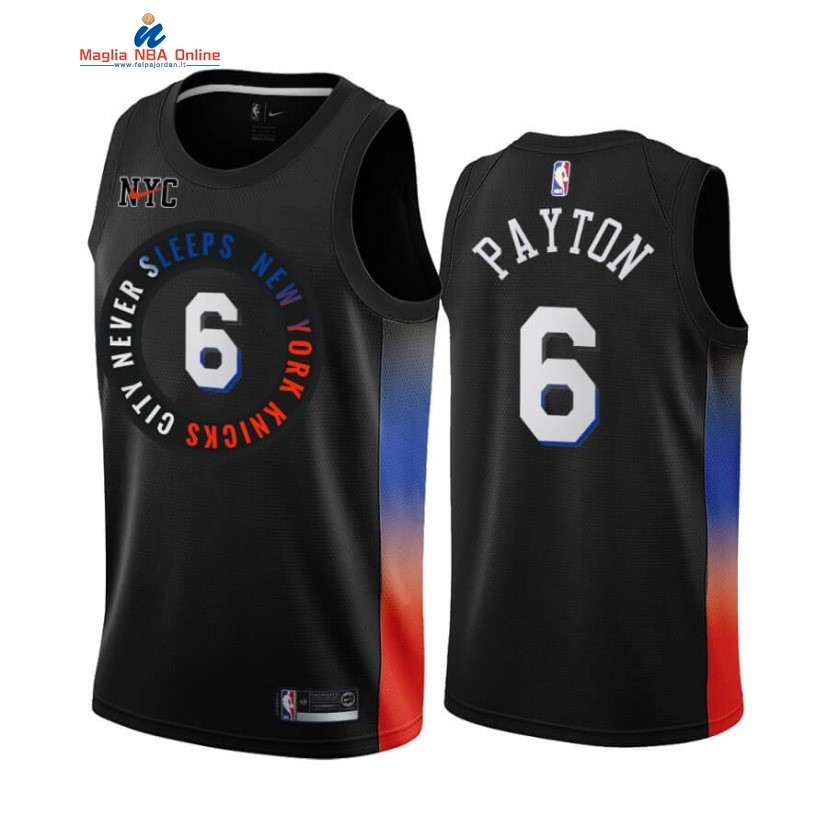 Maglia NBA Nike New York Knicks #6 Elfrid Payton Nero Città 2020-21 Acquista