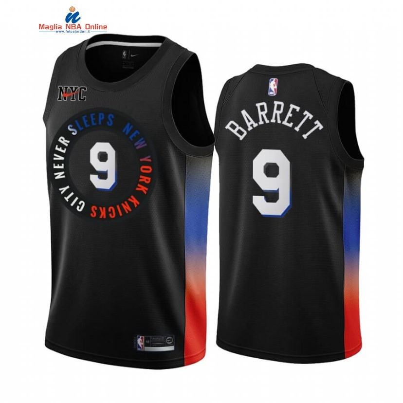 Maglia NBA Nike New York Knicks #9 R.J. Barrett Nero Città 2020-21 Acquista