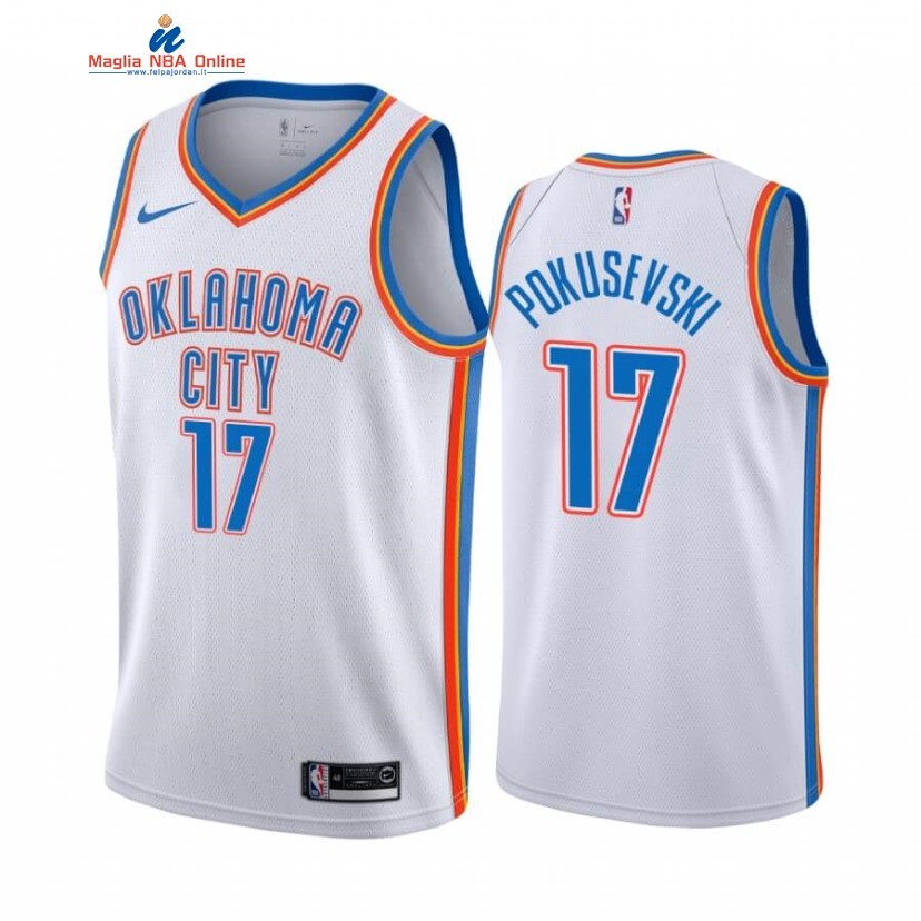 Maglia NBA Nike Oklahoma City Thunder #17 Aleksej Pokusevski Bianco Association 2020-21 Acquista