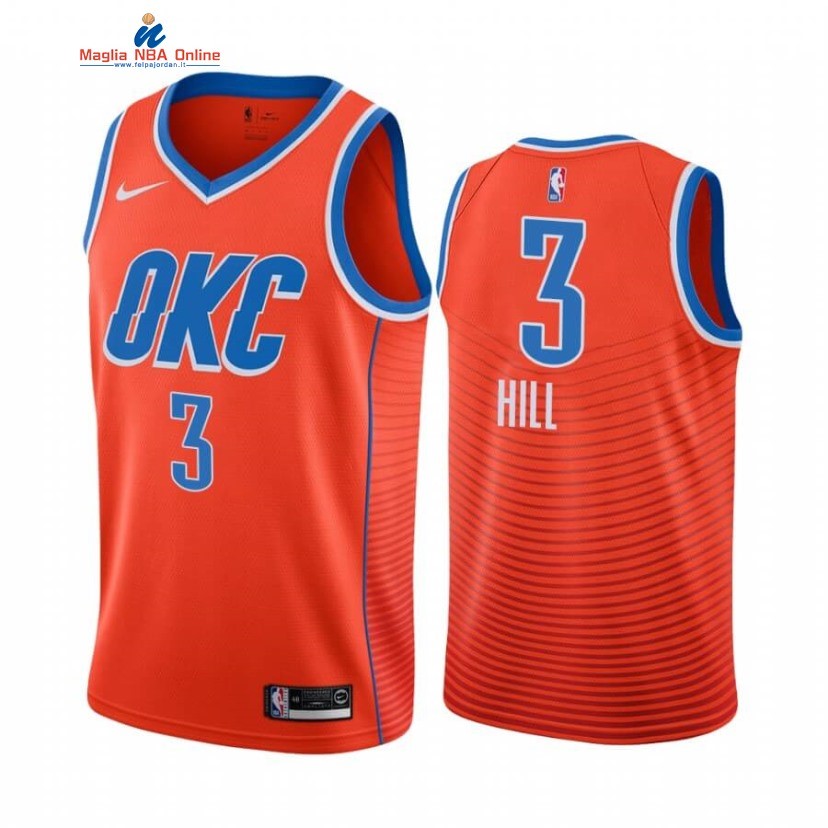 Maglia NBA Nike Oklahoma City Thunder #3 George Hill Arancia Statement 2020-21 Acquista