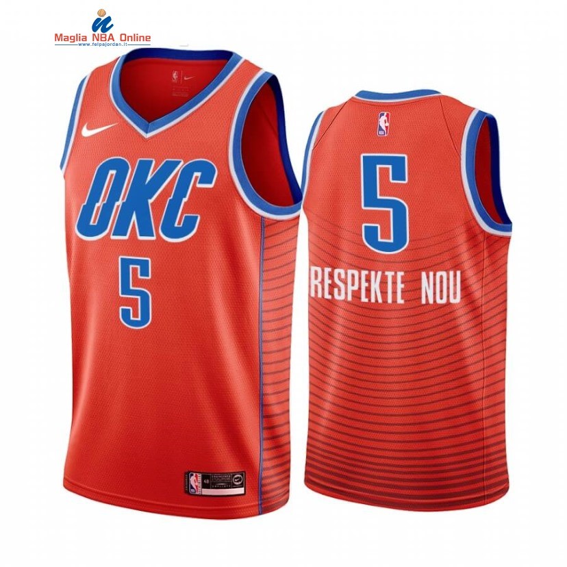 Maglia NBA Nike Oklahoma City Thunder #5 Luguentz Dort Respekte Nou Arancia Statement 2020-21 Acquista