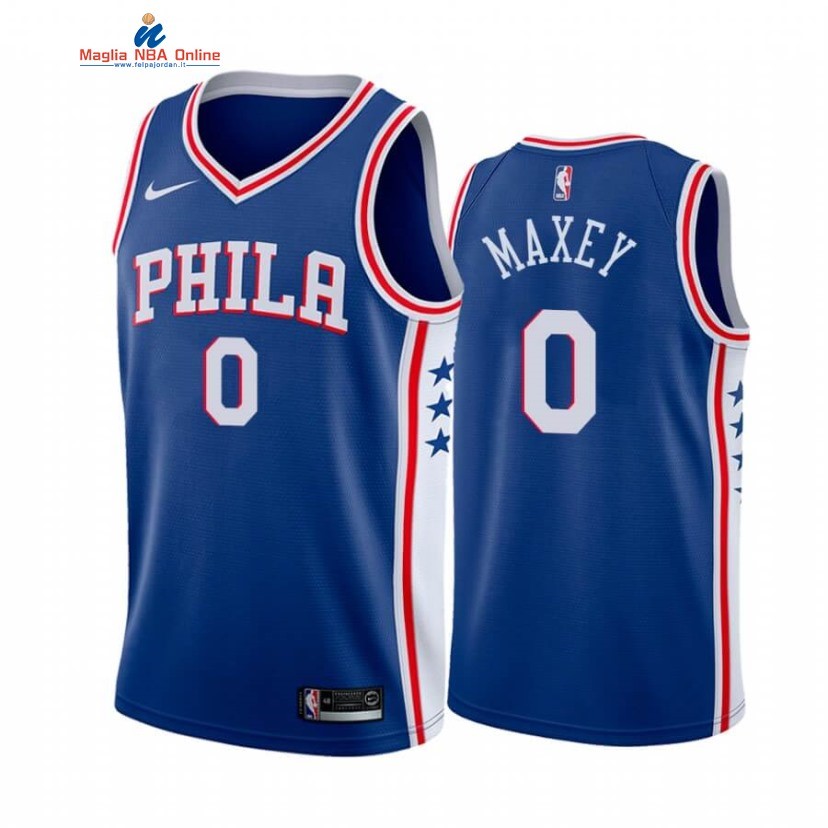 Maglia NBA Nike Philadelphia Sixers #0 Tyrese Maxey Blu Icon 2020-21 Acquista