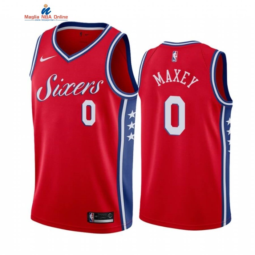 Maglia NBA Nike Philadelphia Sixers #0 Tyrese Maxey Rosso Statement 2020-21 Acquista