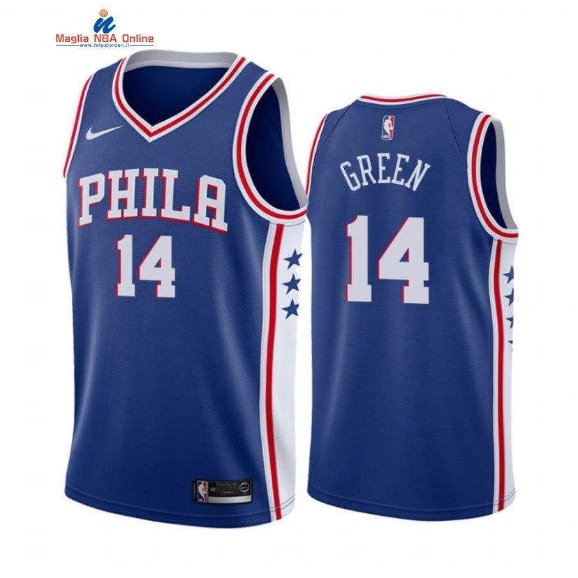 Maglia NBA Nike Philadelphia Sixers #14 Danny Green Blu Icon 2020-21 Acquista