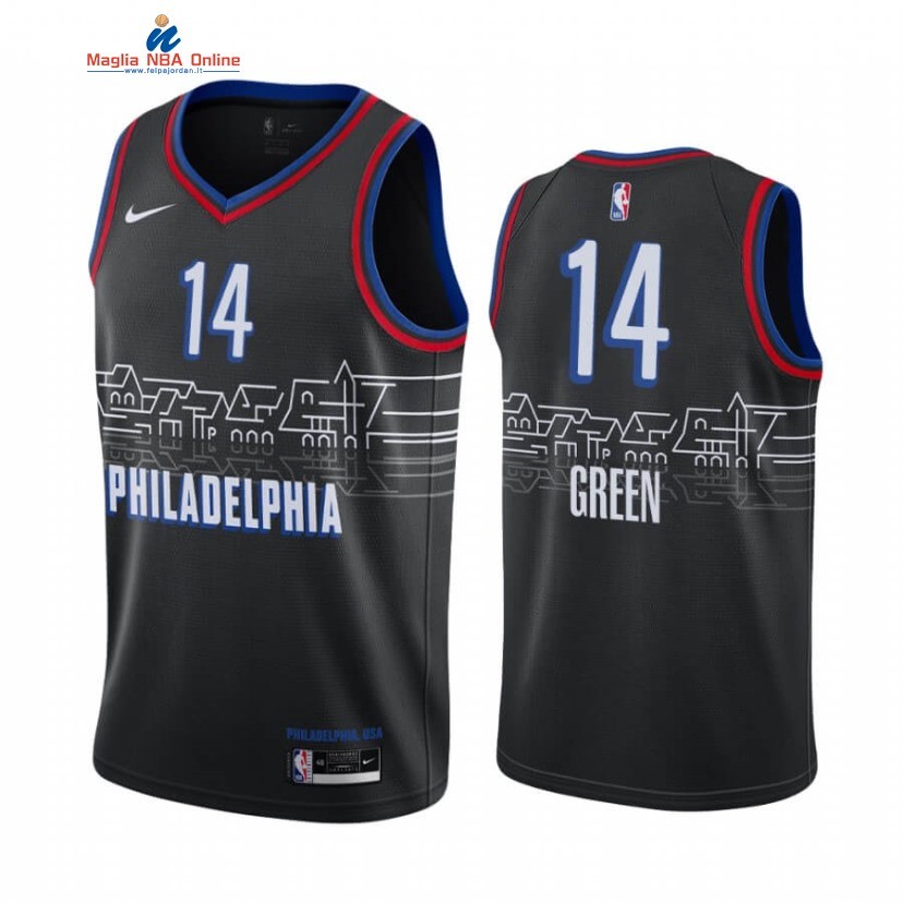 Maglia NBA Nike Philadelphia Sixers #14 Danny Green Nero Città 2020-21 Acquista