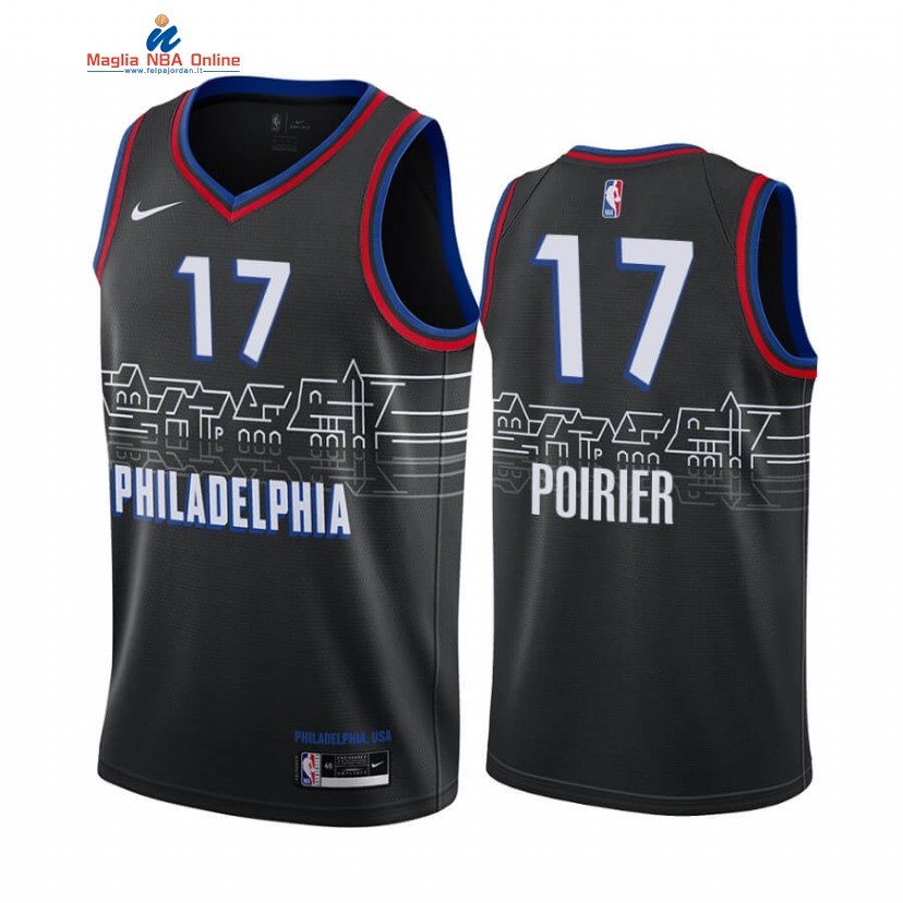 Maglia NBA Nike Philadelphia Sixers #17 Vincent Poirier Nero Città 2020-21 Acquista