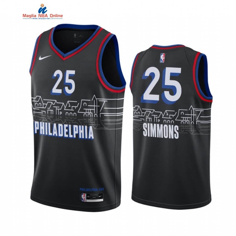 Maglia NBA Nike Philadelphia Sixers #25 Ben Simmons Nero Città 2020-21 Acquista
