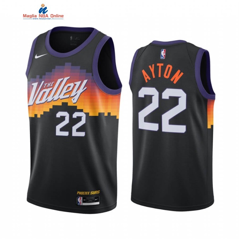 Maglia NBA Nike Phoenix Suns #22 Deandre Ayton Nike Nero Città 2020-21 Acquista