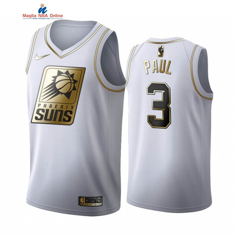 Maglia NBA Nike Phoenix Suns #3 Chris Paul Bianco Oro 2020-21 Acquista