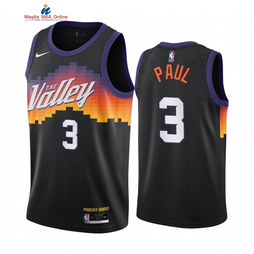 Maglia NBA Nike Phoenix Suns #3 Chris Paul Nike Nero Città 2020-21 Acquista