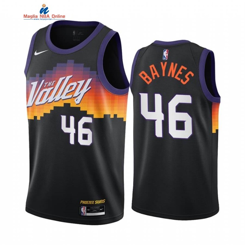 Maglia NBA Nike Phoenix Suns #46 Aron Baynes Nike Nero Città 2020-21 Acquista