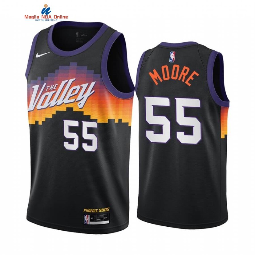 Maglia NBA Nike Phoenix Suns #55 E'Twaun Moore Nike Nero Città 2020-21 Acquista