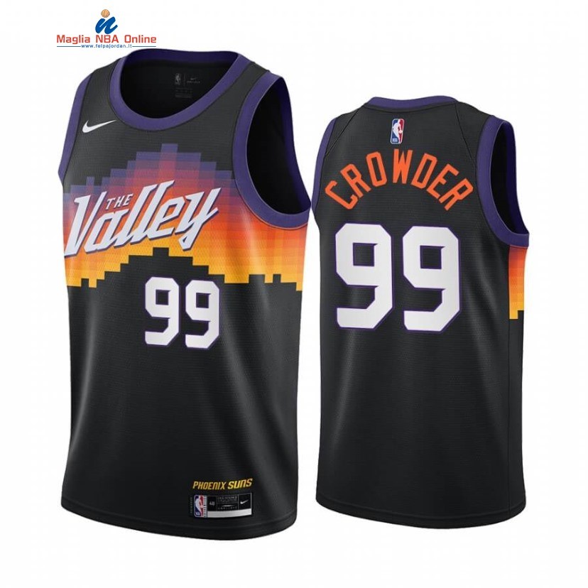 Maglia NBA Nike Phoenix Suns #99 Jae Crowder Nike Nero Città 2020-21 Acquista