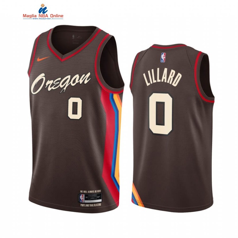 Maglia NBA Nike Portland Trail Blazers #0 Damian Lillard Nike Nero Città 2020-21 Acquista