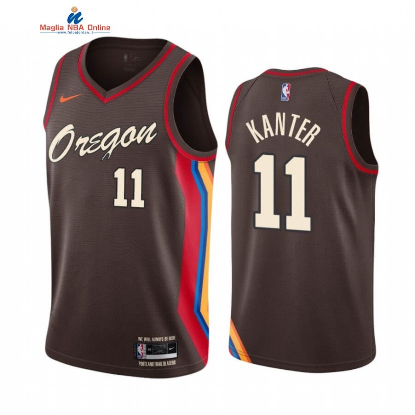 Maglia NBA Nike Portland Trail Blazers #11 Enes Kanter Nike Nero Città 2020-21 Acquista