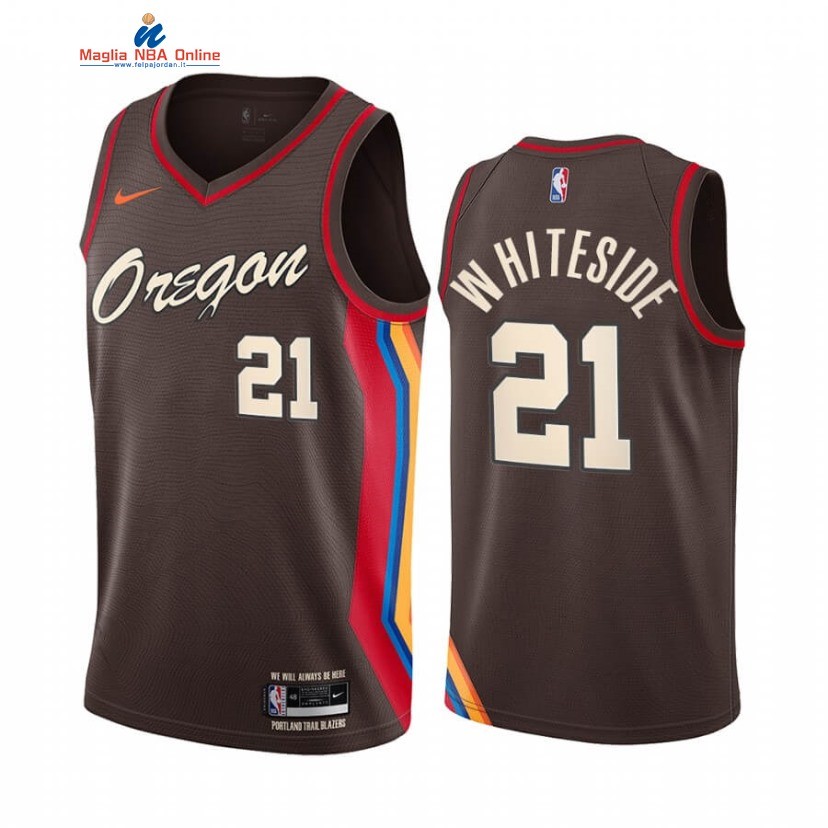 Maglia NBA Nike Portland Trail Blazers #21 Hassan Whiteside Nike Nero Città 2020-21 Acquista