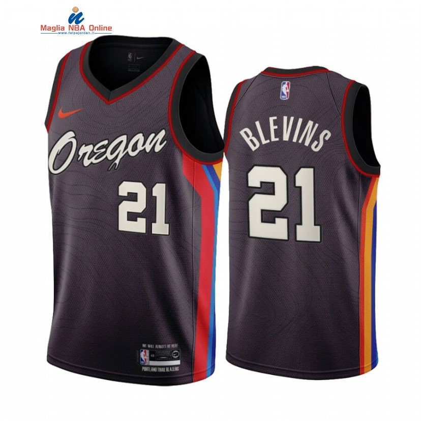 Maglia NBA Nike Portland Trail Blazers #21 Keljin Blevins Nike Nero Città 2020-21 Acquista