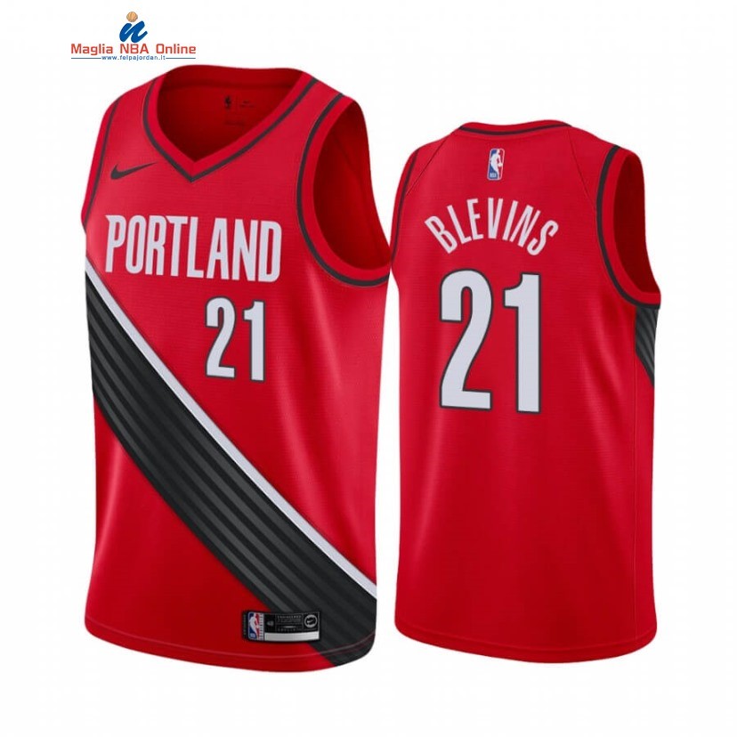 Maglia NBA Nike Portland Trail Blazers #21 Keljin Blevins Rosso Statement 2020-21 Acquista