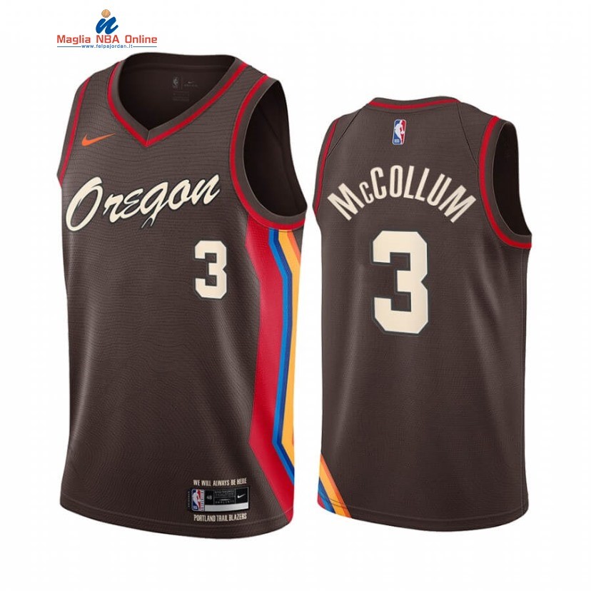Maglia NBA Nike Portland Trail Blazers #3 C.J. McCollum Nike Nero Città 2020-21 Acquista