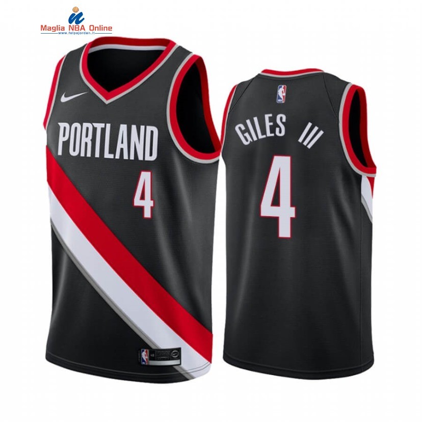 Maglia NBA Nike Portland Trail Blazers #4 Harry Giles III Nero Icon 2020-21 Acquista