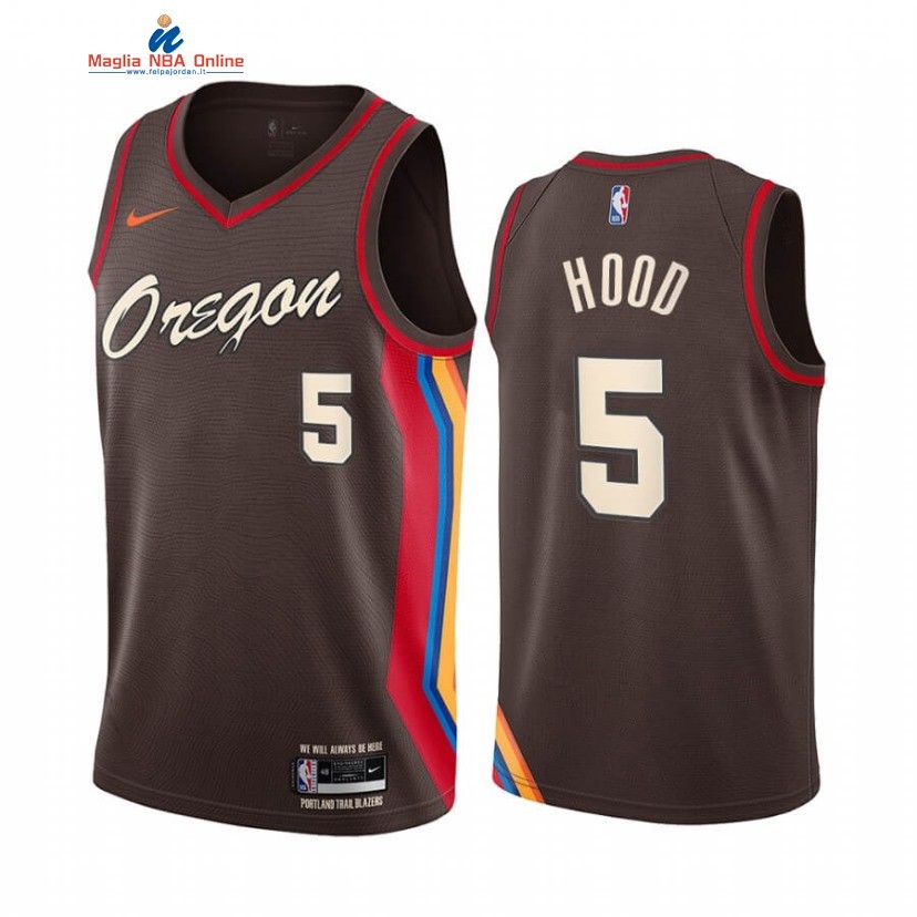 Maglia NBA Nike Portland Trail Blazers #5 Rodney Hood Nike Nero Città 2020-21 Acquista