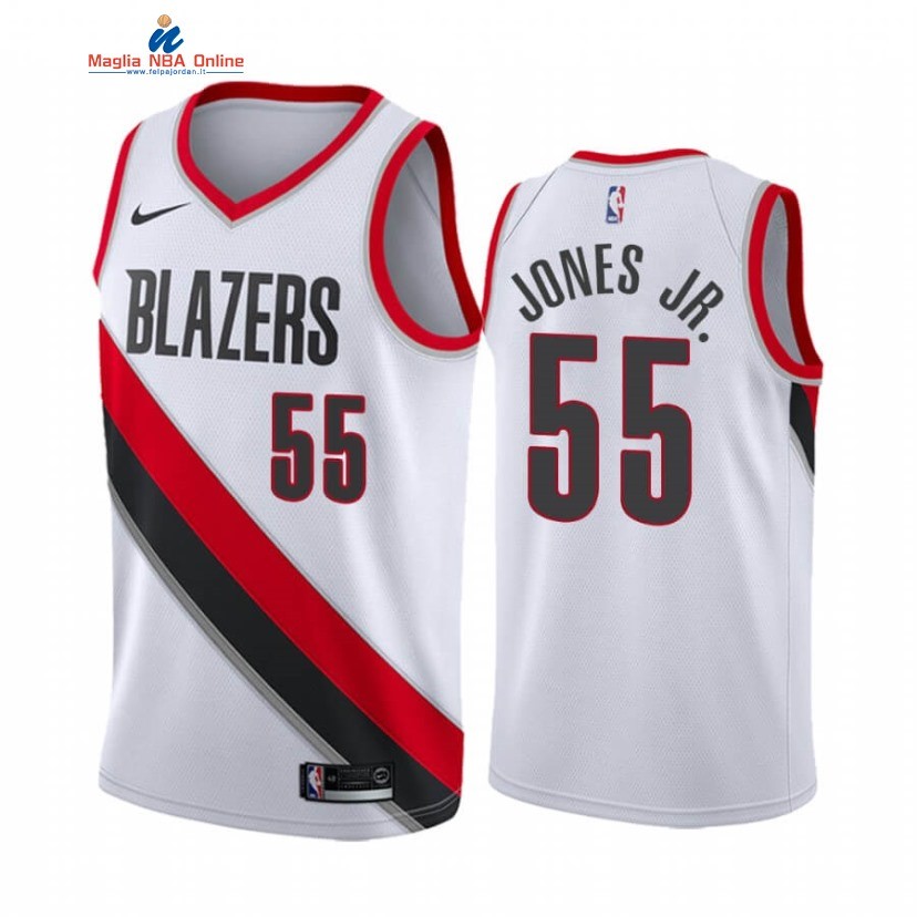 Maglia NBA Nike Portland Trail Blazers #55 Derrick Jones Jr. Bianco Association 2020-21 Acquista