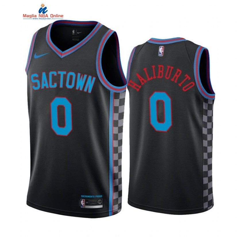 Maglia NBA Nike Sacramento Kings #0 Tyrese Haliburton Nero Città 2020-21 Acquista