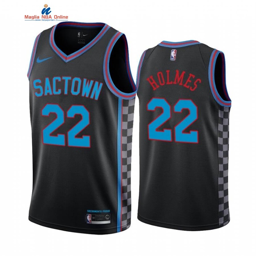Maglia NBA Nike Sacramento Kings #22 Richaun Holmes Nero Città 2020-21 Acquista