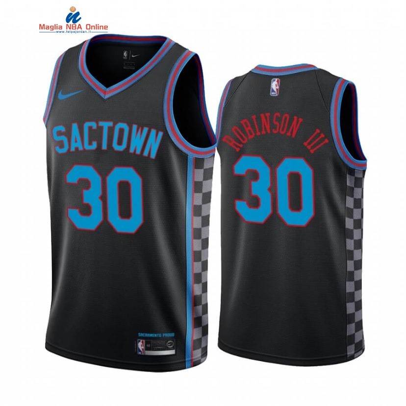 Maglia NBA Nike Sacramento Kings #30 Glenn Robinson III Nero Città 2020-21 Acquista