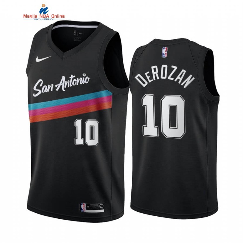 Maglia NBA Nike San Antonio Spurs #10 DeMar DeRozan Nero Città 2020-21 Acquista