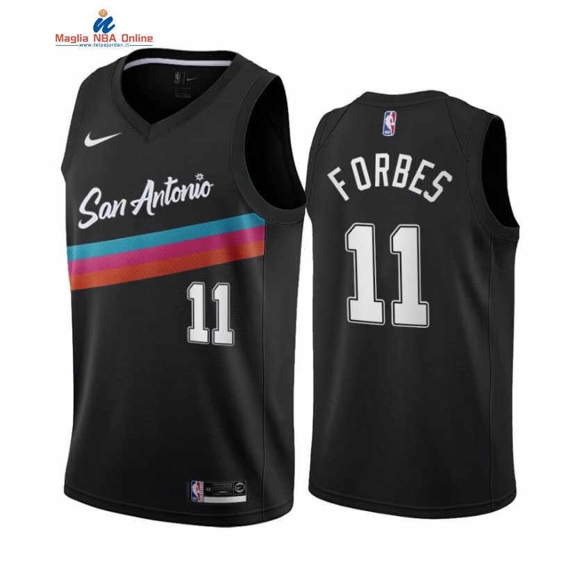 Maglia NBA Nike San Antonio Spurs #11 Bryn Forbes Nero Città 2020-21 Acquista