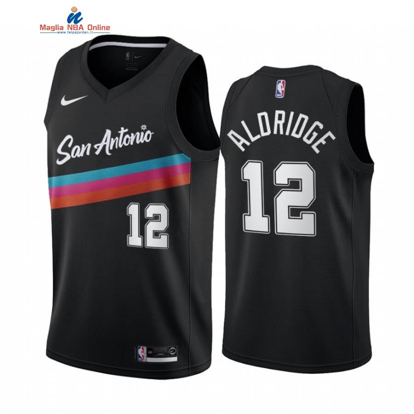 Maglia NBA Nike San Antonio Spurs #12 LaMarcus Aldridge Nero Città 2020-21 Acquista