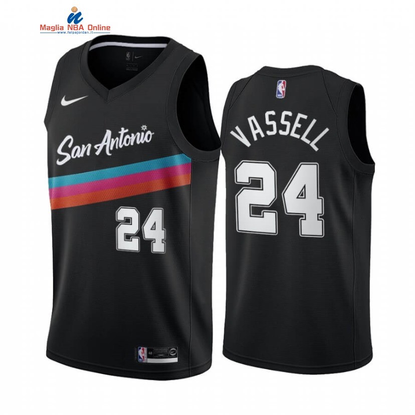 Maglia NBA Nike San Antonio Spurs #24 Devin Vassell Nero Città 2020-21 Acquista