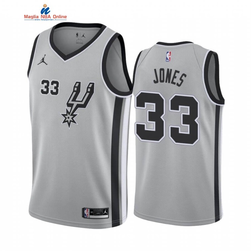Maglia NBA Nike San Antonio Spurs #33 Tre Jones Grigio Statement 2020-21 Acquista