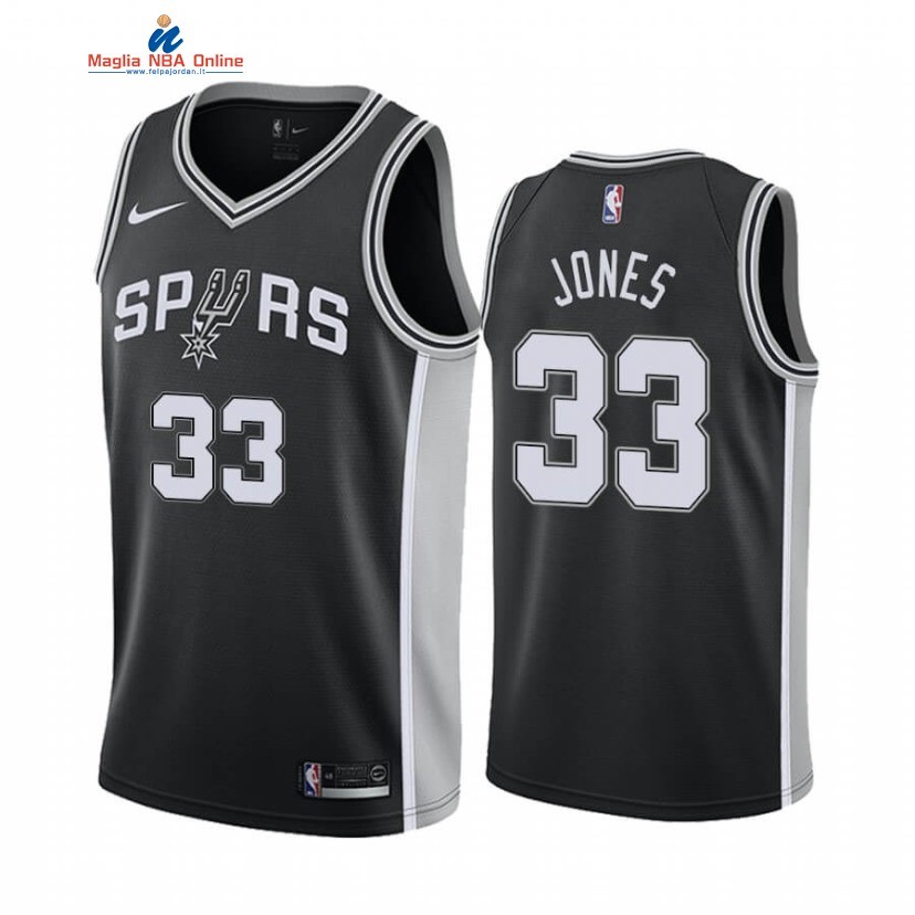 Maglia NBA Nike San Antonio Spurs #33 Tre Jones Nero Icon 2020-21 Acquista