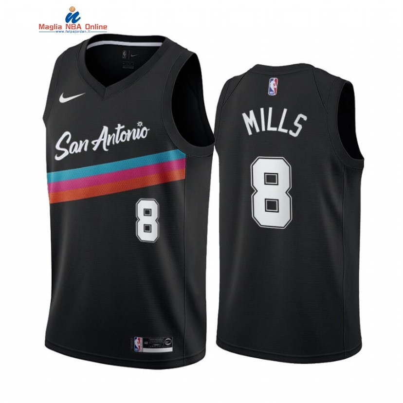 Maglia NBA Nike San Antonio Spurs #8 Patty Mills Nero Città 2020-21 Acquista