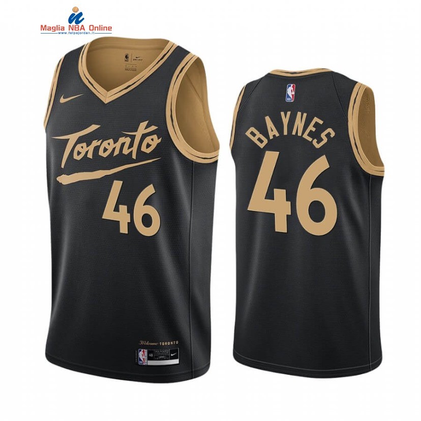 Maglia NBA Nike Toronto Raptors #46 Aron Baynes Nero Città 2020-21 Acquista