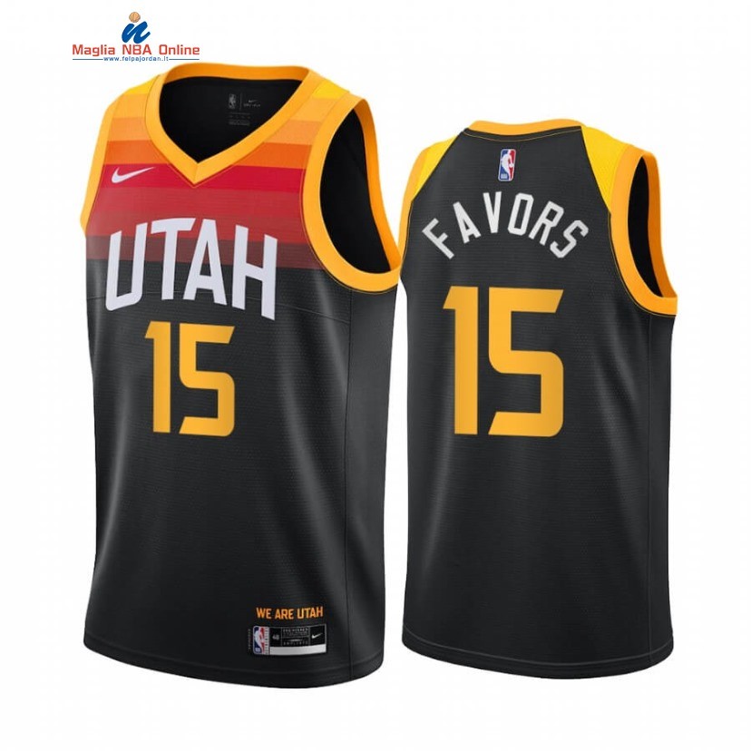 Maglia NBA Nike Utah Jazz #15 Derrick Favors Nero Città 2020-21 Acquista