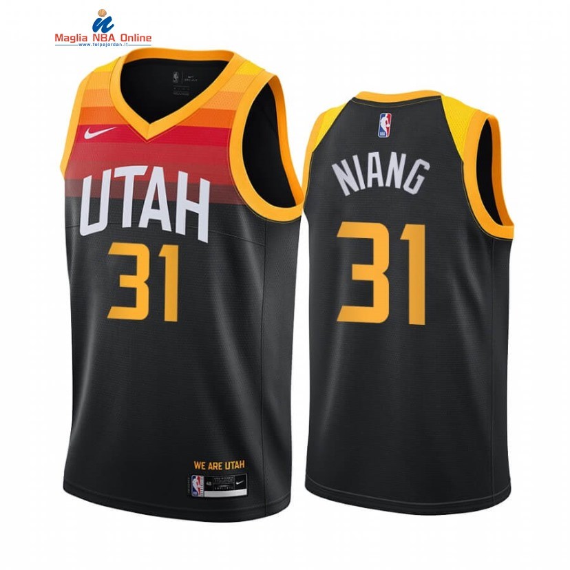 Maglia NBA Nike Utah Jazz #31 Georges Niang Nero Città 2020-21 Acquista