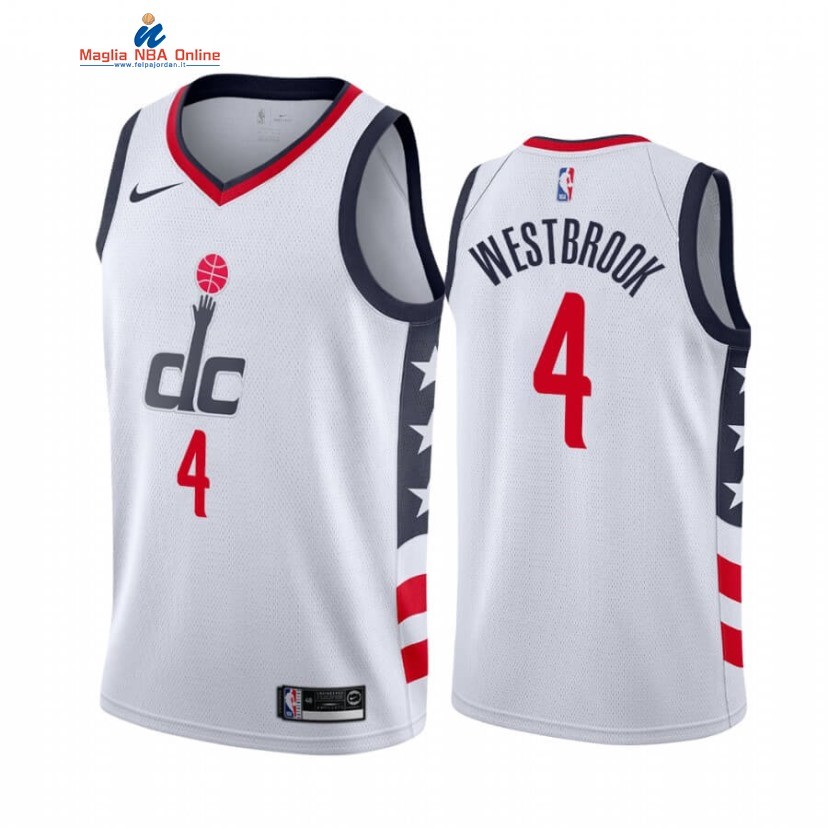 Maglia NBA Nike Washington Wizards #4 Russell Westbrook Bianco Città 2020-21 Acquista